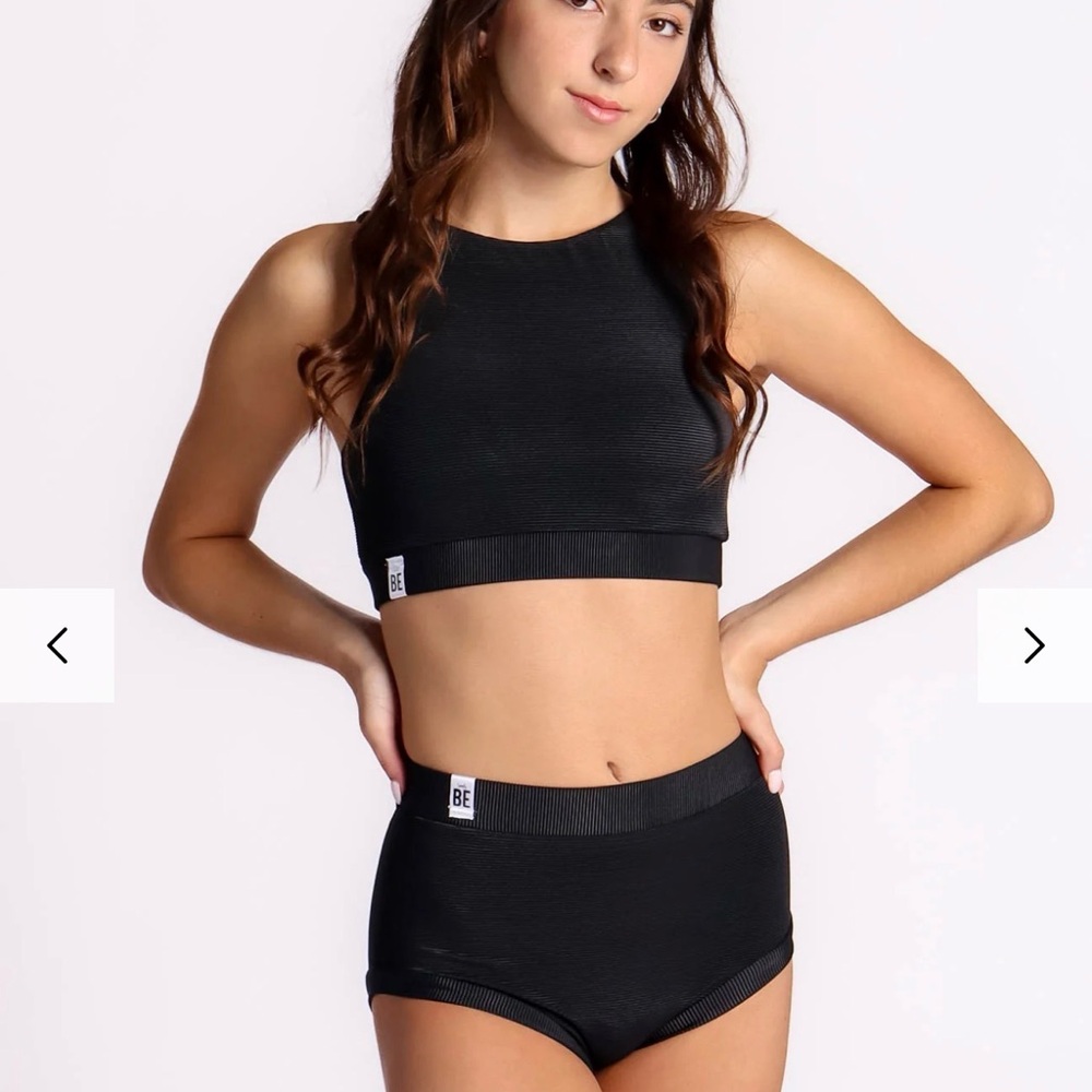 Simply Be Black Sports Bra and Shorts Set